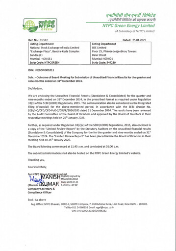Thumbnail NTPC Green Energy Quarterly Report 2024-q4