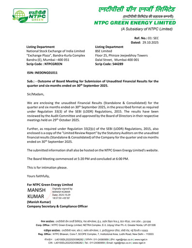 Thumbnail NTPC Green Energy Quarterly Report 2025-q3