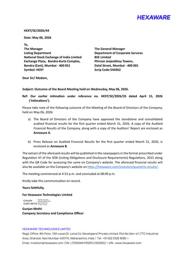 Thumbnail Hexaware Technologies Quarterly Report 2026-q1