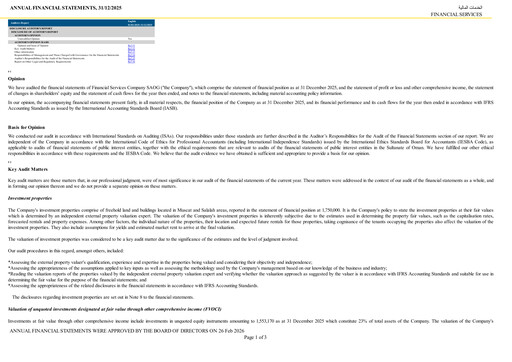 Miniature Financial Services Company SAOG Bilan financier 2025