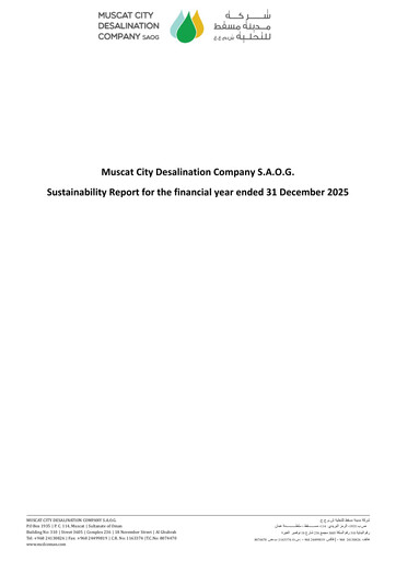 Thumbnail Muscat City Desalination Company Sustainability Report 2025
