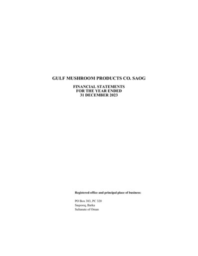 Thumbnail Gulf Mushroom Products Company SAOG Financial Statement 2023