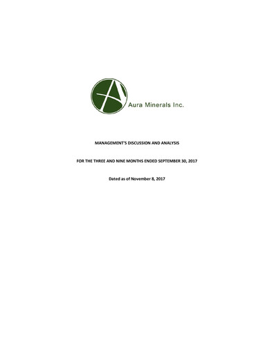 Thumbnail Aura Minerals Quarterly Report 2017-q3