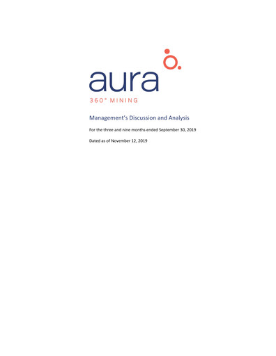 Thumbnail Aura Minerals Quarterly Report 2019-q3