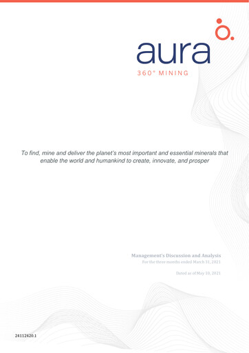 Thumbnail Aura Minerals Quarterly Report 2021-q1