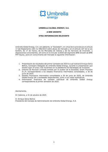Thumbnail Umbrella Global Energy Half-year Report 2025-h1