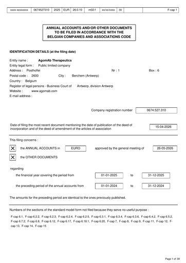 Thumbnail Agomab Therapeutics  Financial Statement 2025