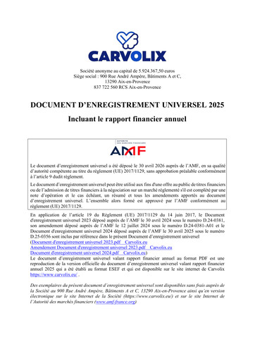 Thumbnail Carvolix Universal Registration Document 2025