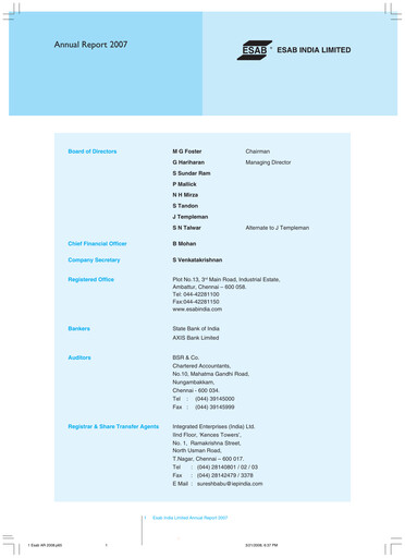 Thumbnail ESAB India Annual Report 2007