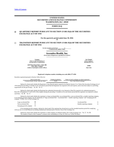 Thumbnail Accendra Health Quarterly Report 2026-q2