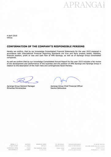 Thumbnail APB Apranga Annual Report 2015