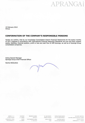 Thumbnail APB Apranga Financial Report 2011