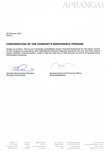 Thumbnail APB Apranga Financial Report 2013