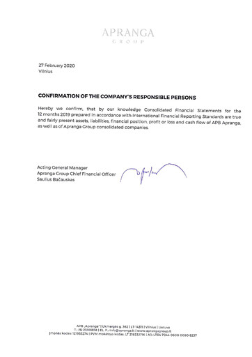 Thumbnail APB Apranga Financial Report 2019