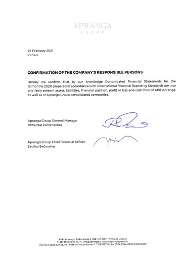 Thumbnail APB Apranga Financial Report 2020