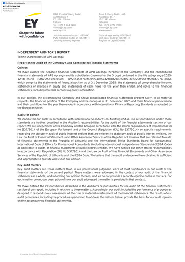 Miniature APB Apranga Bilan financier 2025