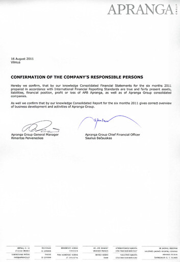 Thumbnail APB Apranga Half-year Report 2011-h1