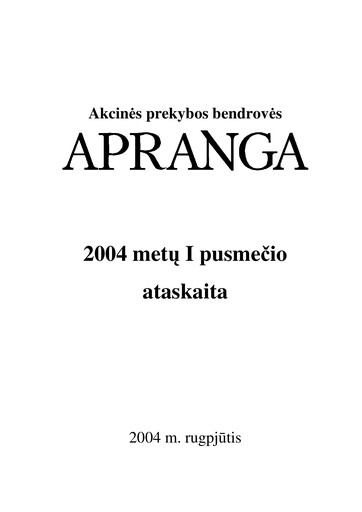 Thumbnail APB Apranga Half-year Report 2004-h1