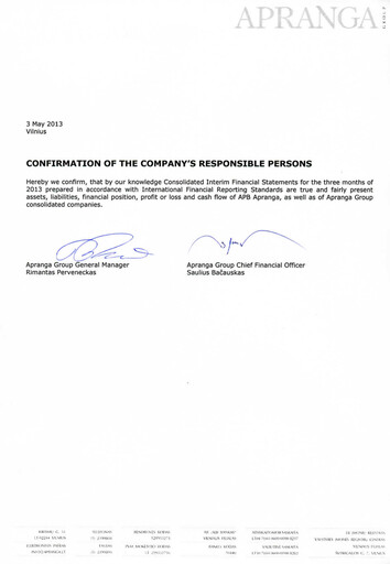 Miniature APB Apranga Rapport trimestriel 2013-q1