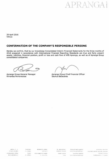 Miniature APB Apranga Rapport trimestriel 2016-q1