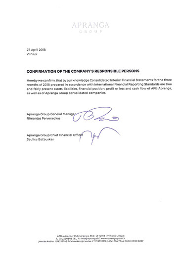 Miniature APB Apranga Rapport trimestriel 2018-q1