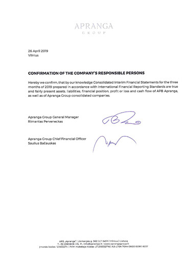 Miniature APB Apranga Rapport trimestriel 2019-q1