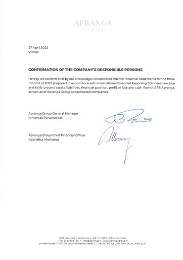 Miniature APB Apranga Rapport trimestriel 2022-q1
