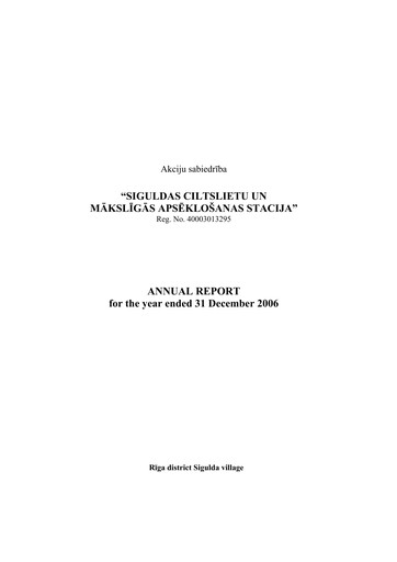 Thumbnail AS Siguldas Ciltslietu Un Maksligas Apseklosanas Stacija Annual Report 2006