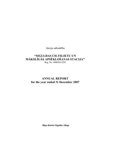 Thumbnail AS Siguldas Ciltslietu Un Maksligas Apseklosanas Stacija Annual Report 2007