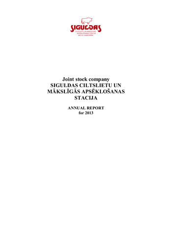 Thumbnail AS Siguldas Ciltslietu Un Maksligas Apseklosanas Stacija Annual Report 2013