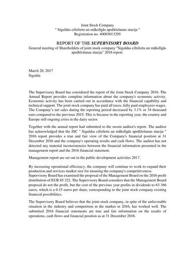 Thumbnail AS Siguldas Ciltslietu Un Maksligas Apseklosanas Stacija Annual Report 2016