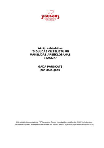 Thumbnail AS Siguldas Ciltslietu Un Maksligas Apseklosanas Stacija Annual Report 2022