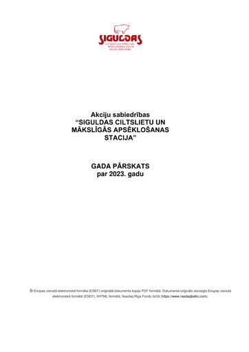 Thumbnail AS Siguldas Ciltslietu Un Maksligas Apseklosanas Stacija Annual Report 2023