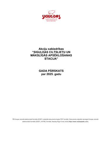 Thumbnail AS Siguldas Ciltslietu Un Maksligas Apseklosanas Stacija Annual Report 2025