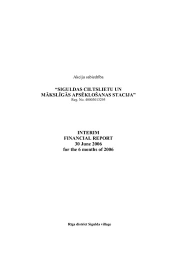 Thumbnail AS Siguldas Ciltslietu Un Maksligas Apseklosanas Stacija Half-year Report 2006-h1