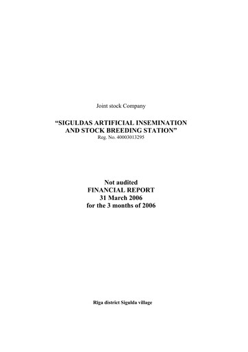 Thumbnail AS Siguldas Ciltslietu Un Maksligas Apseklosanas Stacija Quarterly Report 2006-q1
