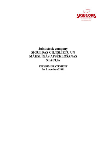 Thumbnail AS Siguldas Ciltslietu Un Maksligas Apseklosanas Stacija Quarterly Report 2011-q1