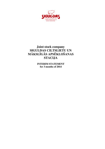 Thumbnail AS Siguldas Ciltslietu Un Maksligas Apseklosanas Stacija Quarterly Report 2014-q1