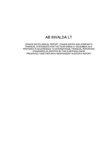 Miniature Invalda INVL, AB Rapport annuel 2014