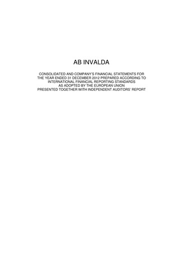 Thumbnail Invalda INVL, AB Financial Statement 2012