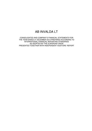 Thumbnail Invalda INVL, AB Financial Statement 2013