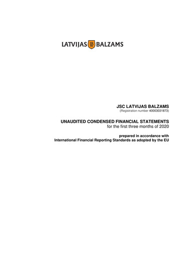 Vorschaubild AS Amber Latvijas balzams Quartalsbericht 2020-q1