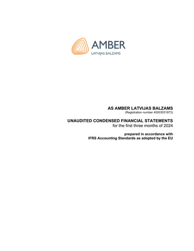 Vorschaubild AS Amber Latvijas balzams Quartalsbericht 2024-q1