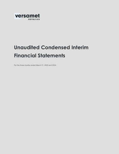 Thumbnail Versamet Royalties Corporation Financial Statement 2025-q1