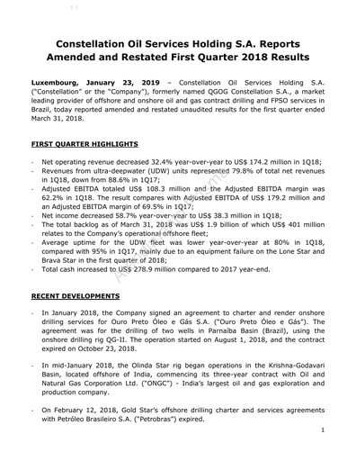 Thumbnail Constellation Oil Services Holding Quarterly Report 2018-q1