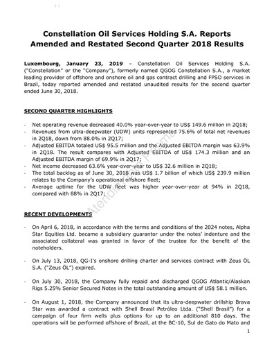 Thumbnail Constellation Oil Services Holding Quarterly Report 2018-q2