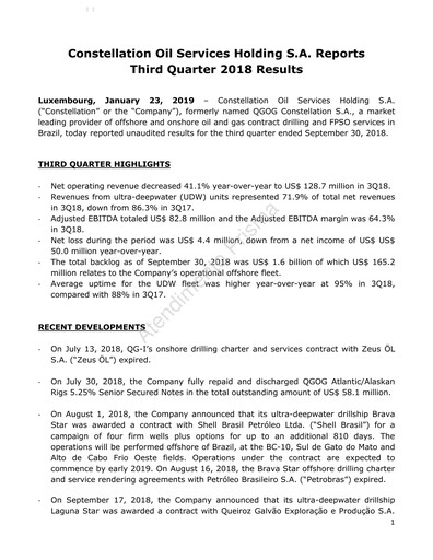 Thumbnail Constellation Oil Services Holding Quarterly Report 2018-q3