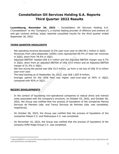 Thumbnail Constellation Oil Services Holding Quarterly Report 2022-q3