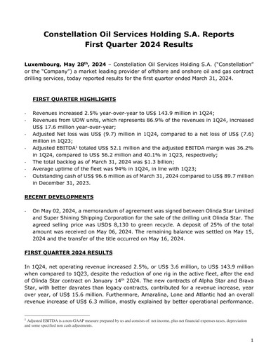 Thumbnail Constellation Oil Services Holding Quarterly Report 2024-q1