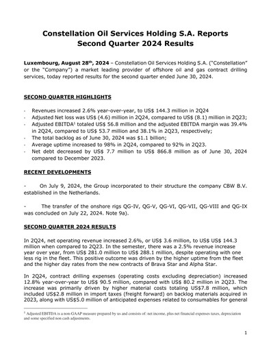 Thumbnail Constellation Oil Services Holding Quarterly Report 2024-q2